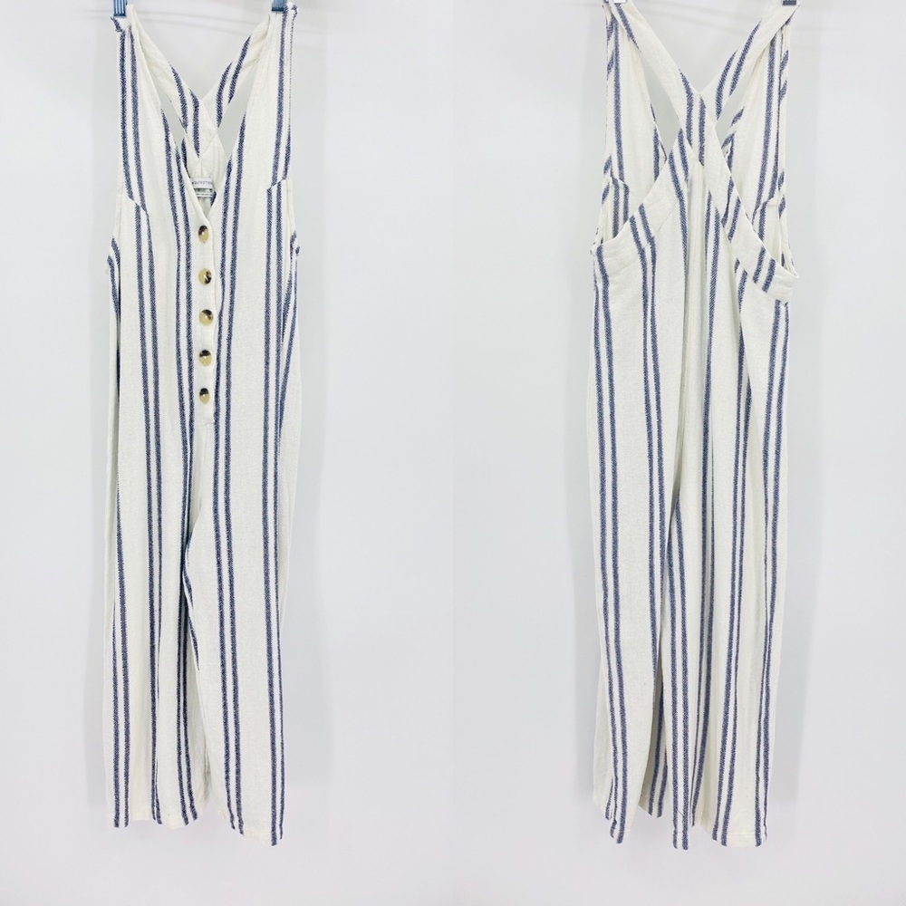 NEW Urban Outfitters Striped Jumpsuit XS cream